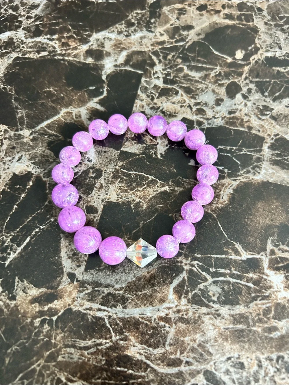 Handmade Purple Crystal Beaded Stretch Bracelet - Women Jewelry